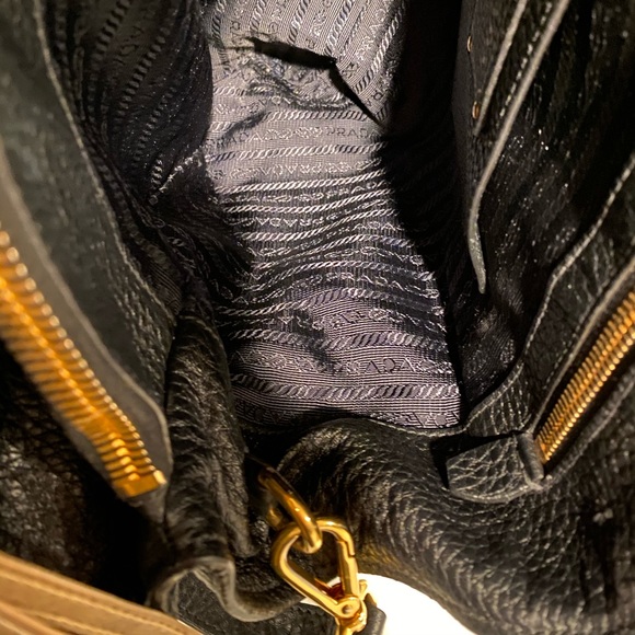 SOLD 😞Prada Black Pebble Leather Vitello Daino - Picture 9 of 10